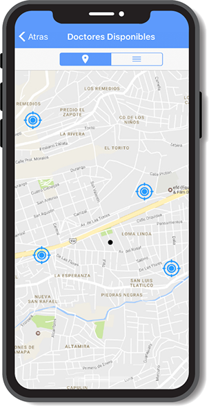 Mapa en smarthpone con diferentes ubicaciones